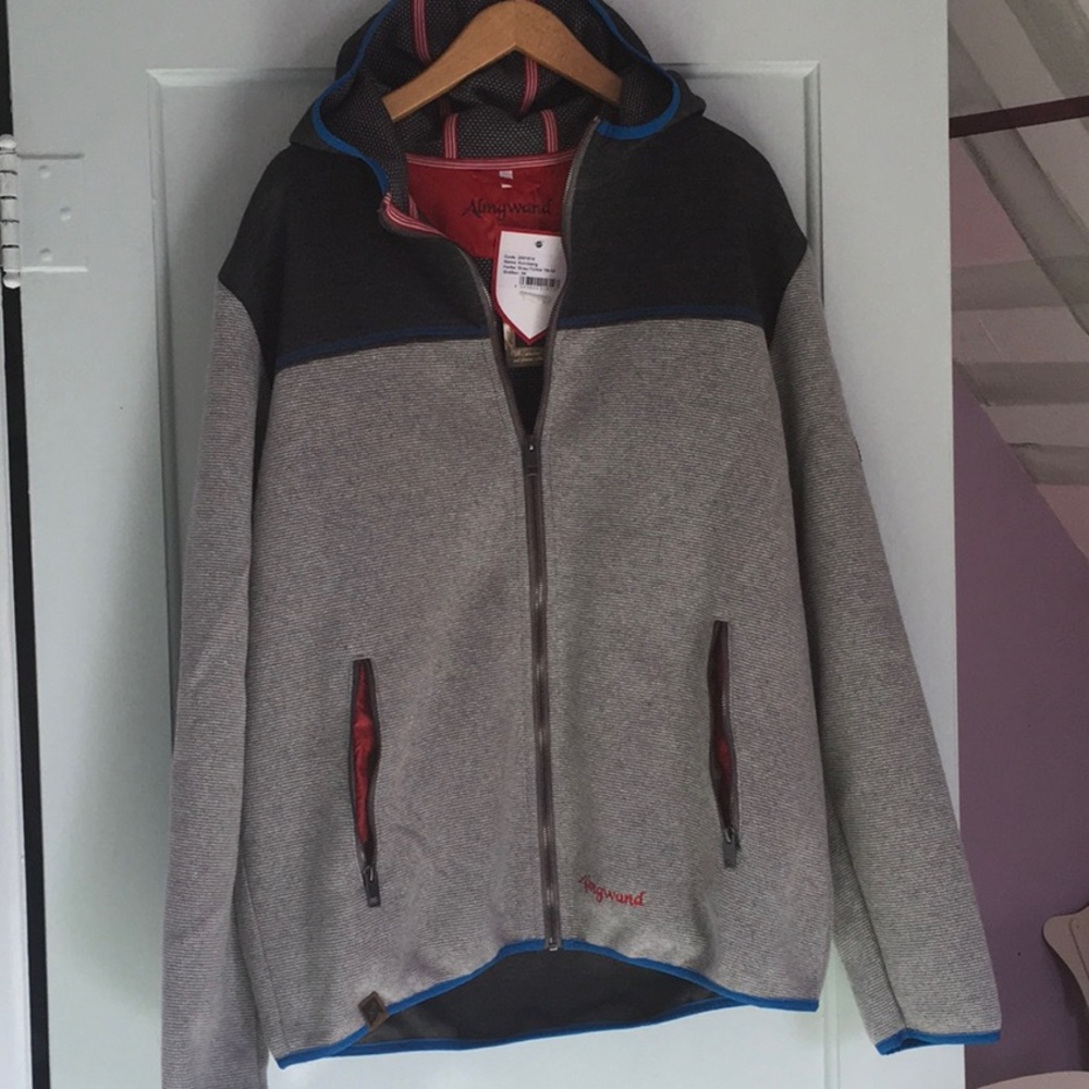 Almgwand of Austria Mens Sweater Hoodie Multi-season mid layer Grey L (EU54)